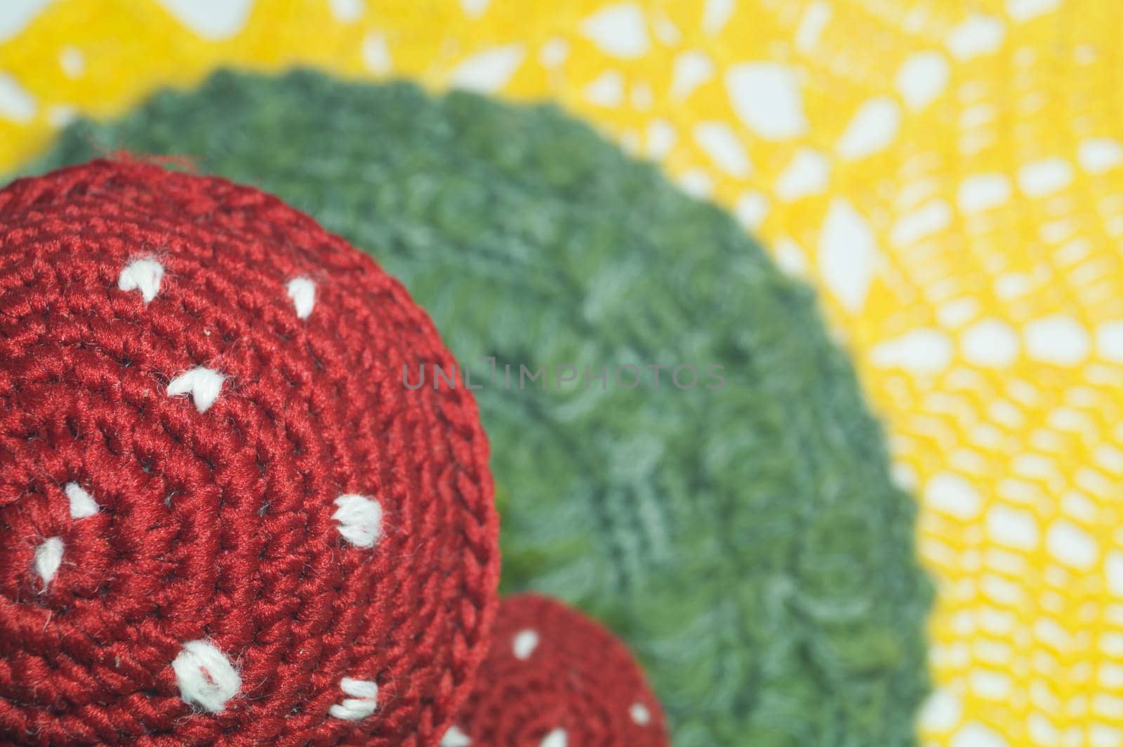 Handmade knitting wool texture background closeup needlework