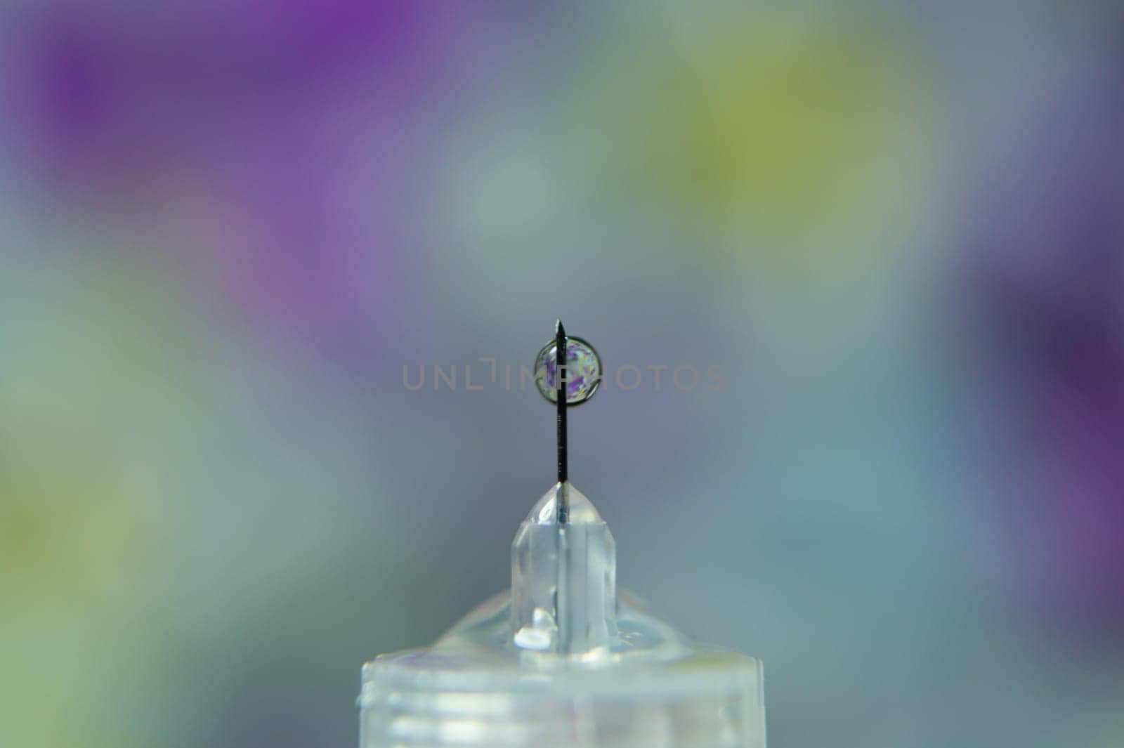 Diabetes syringe with needle closeup