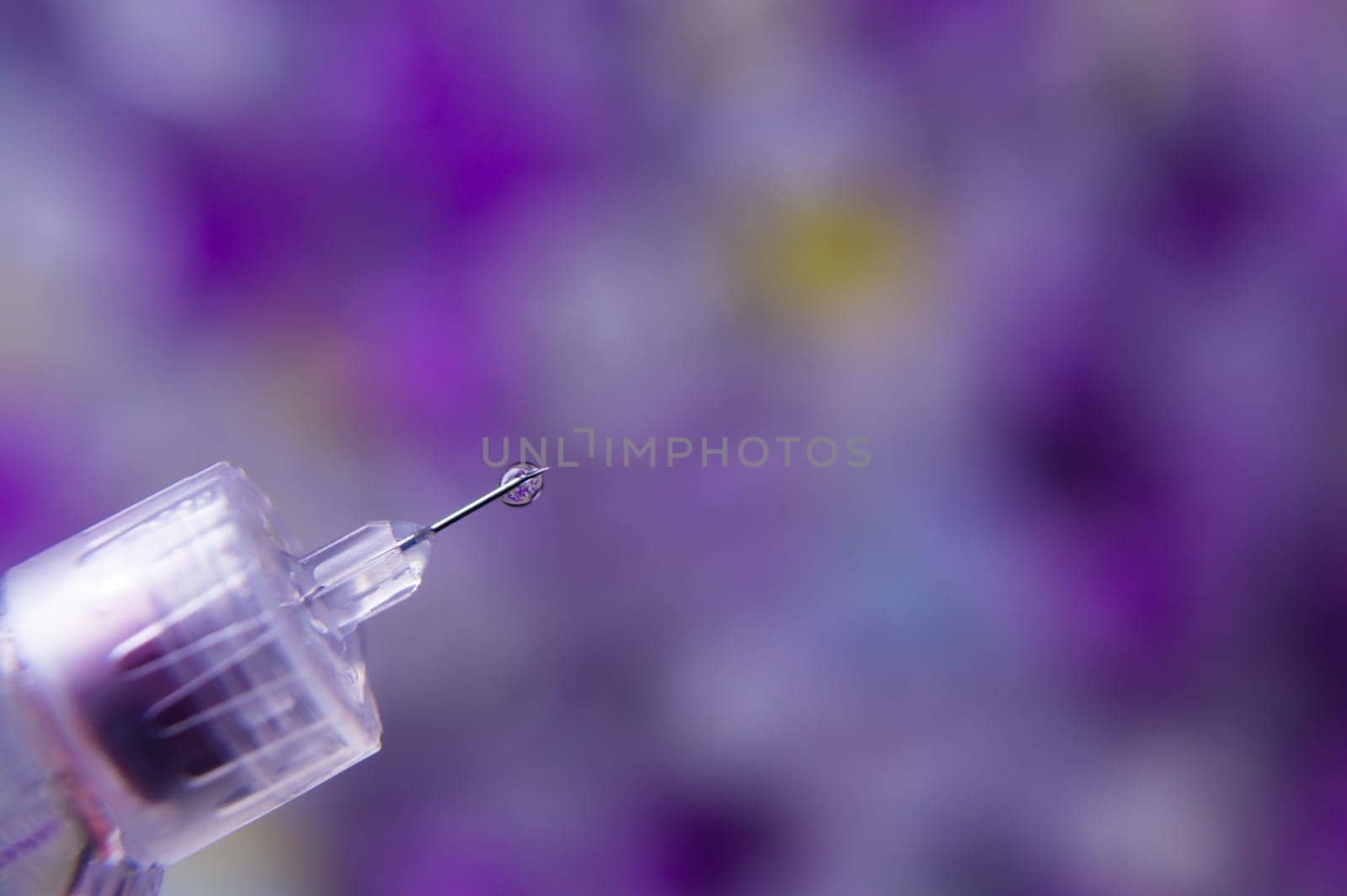 Diabetes syringe with needle closeup