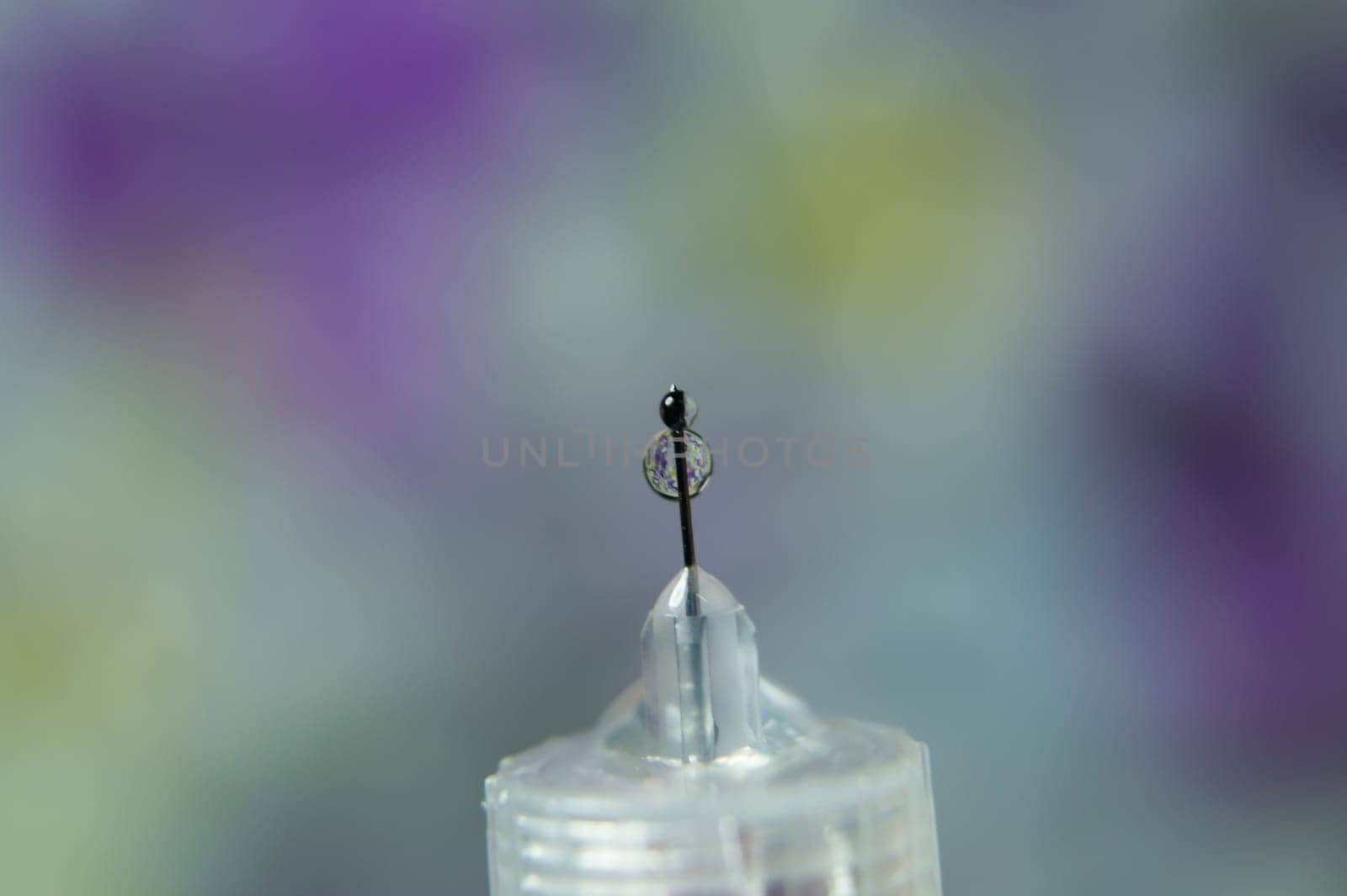 Diabetes syringe with needle closeup