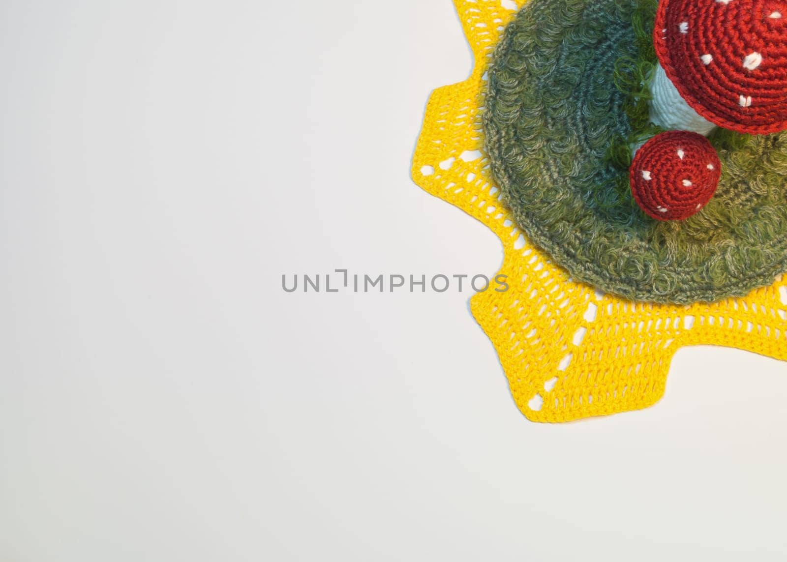 Handmade knitting wool texture background closeup needlework