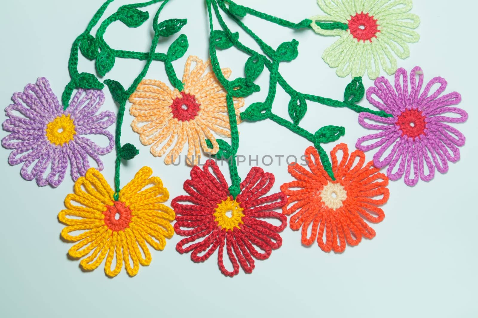Handmade knitting wool texture background closeup needlework