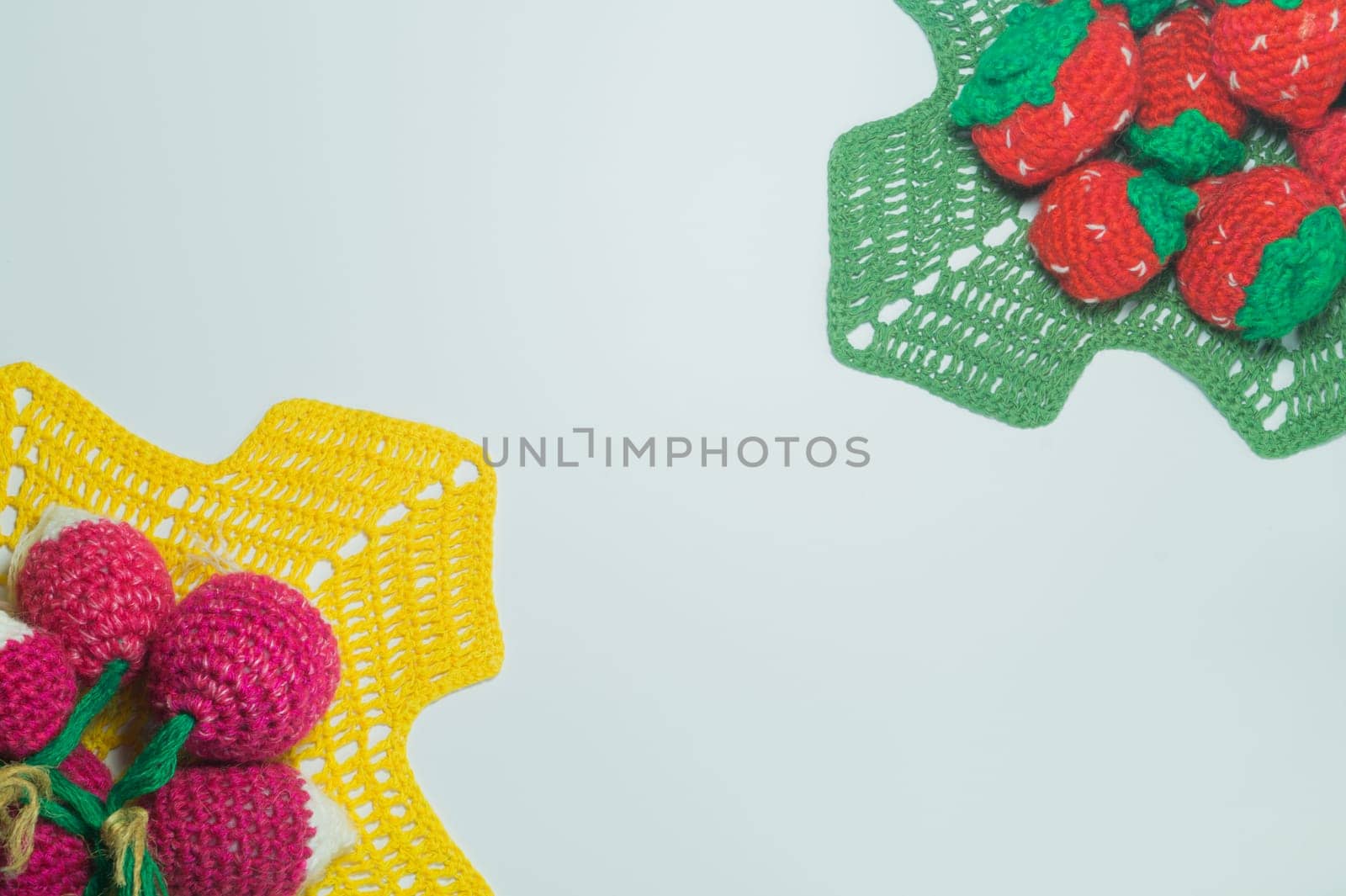 Handmade knitting wool texture background closeup needlework