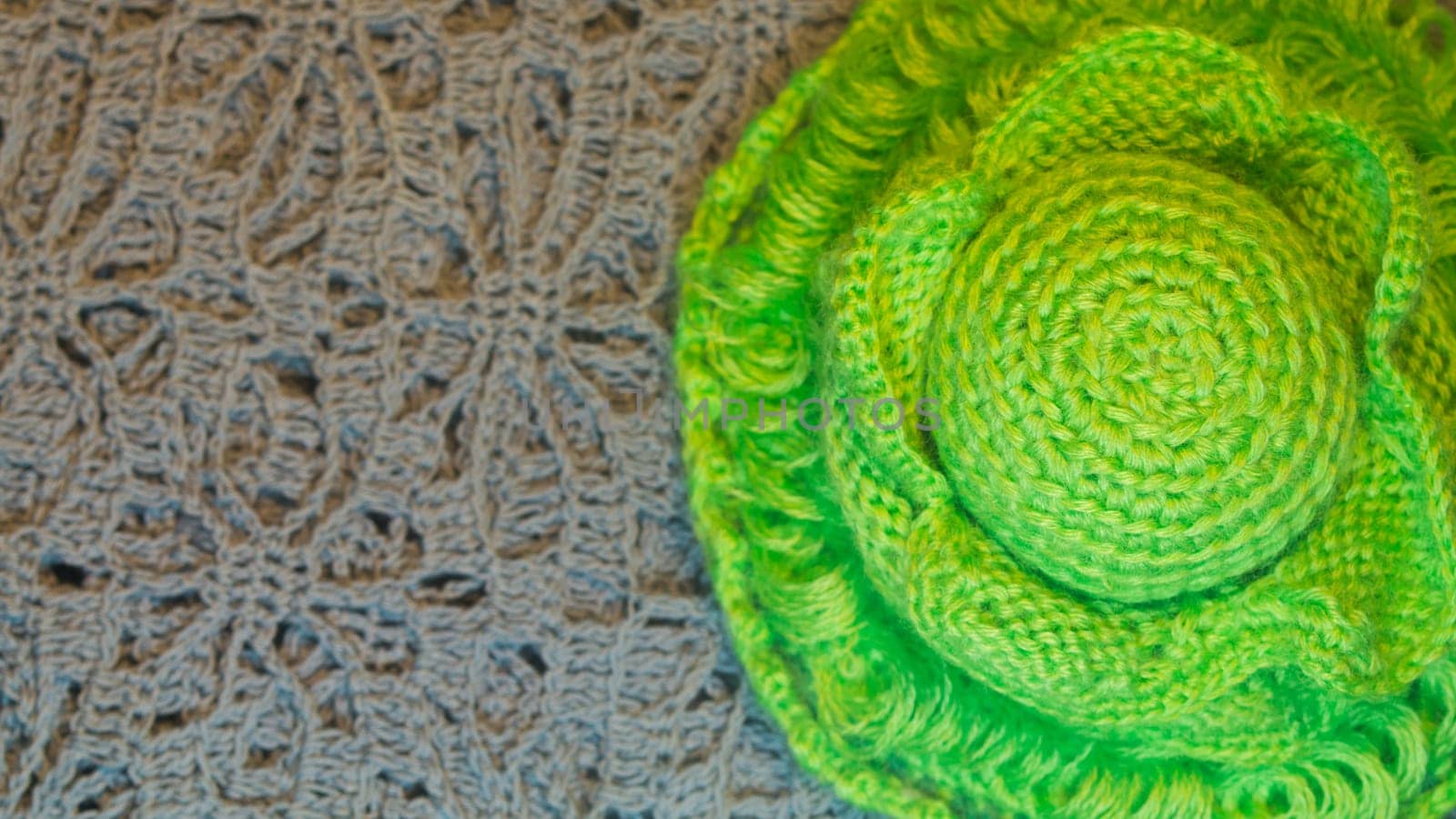 Handmade knitting wool texture background closeup needlework