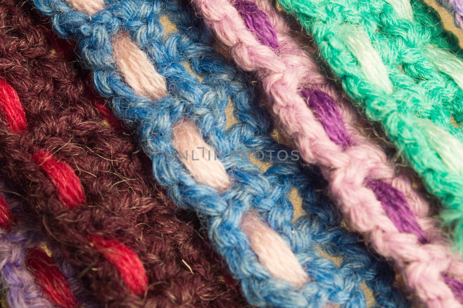 Handmade knitting wool texture background closeup needlework