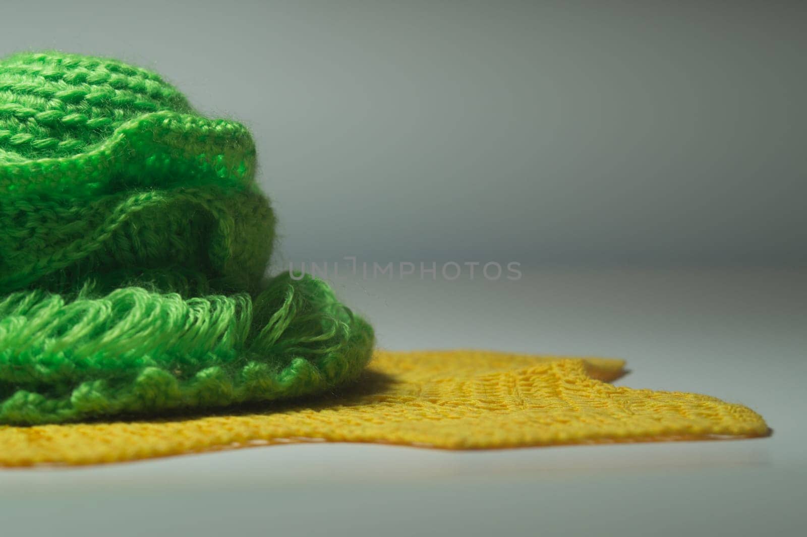 Handmade knitting wool texture background closeup needlework