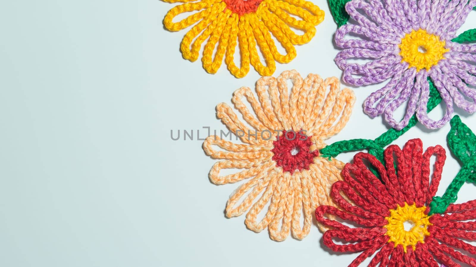 Handmade knitting wool texture background closeup needlework