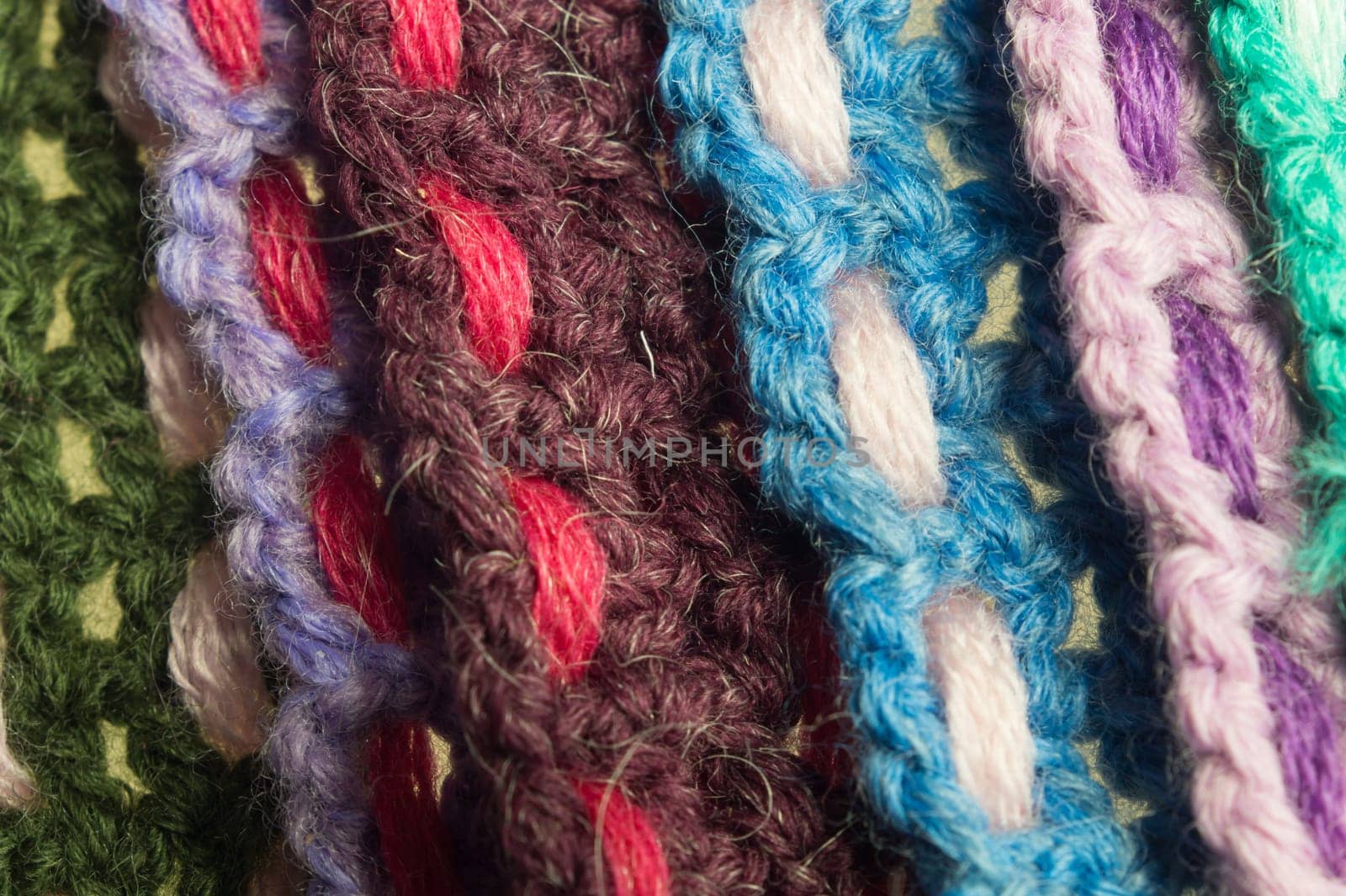 Handmade knitting wool texture background closeup needlework