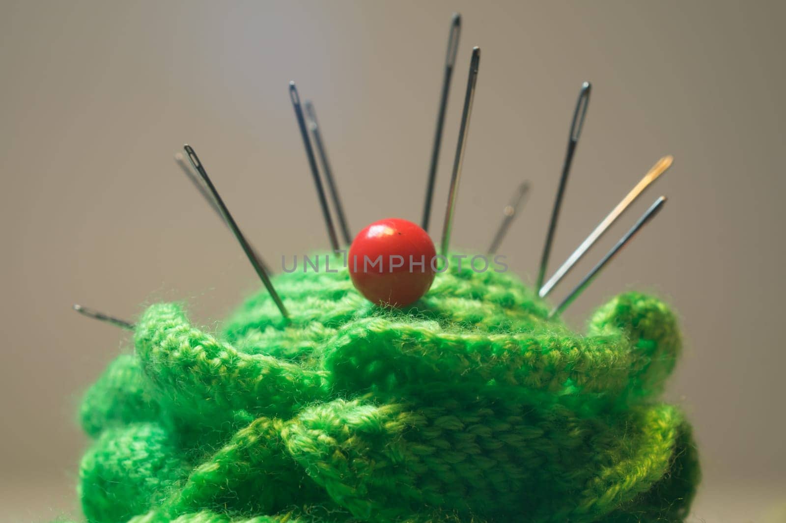 Handmade knitting wool texture background closeup needlework