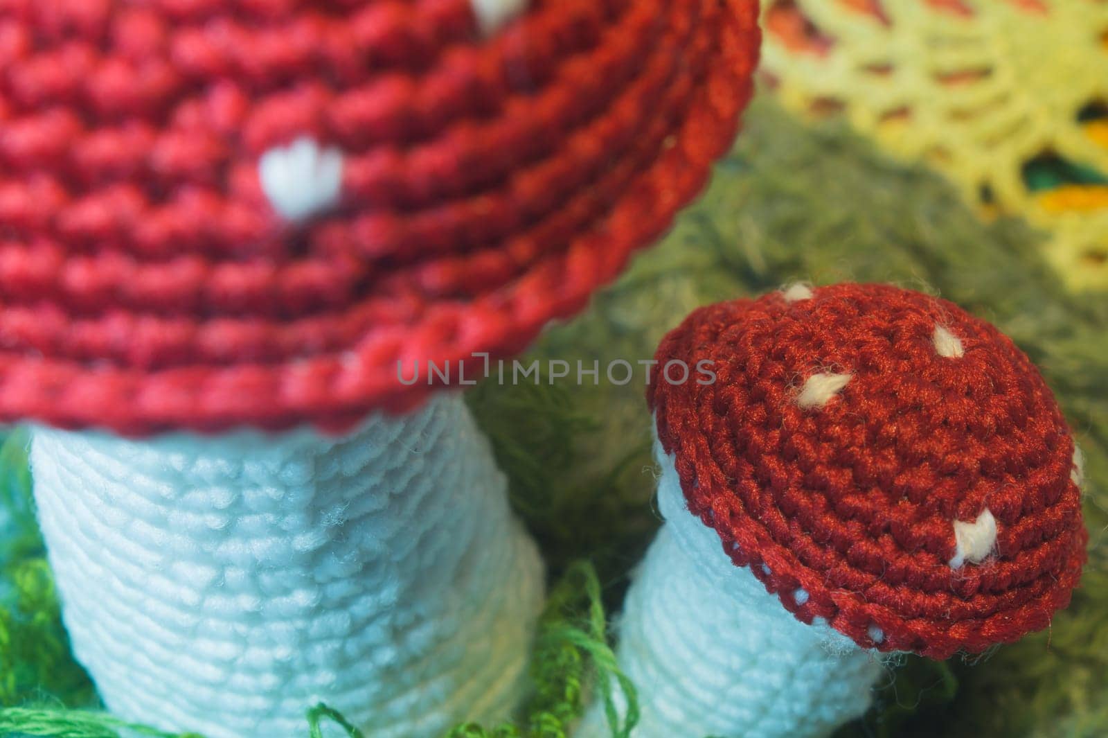Handmade knitting wool texture background closeup needlework