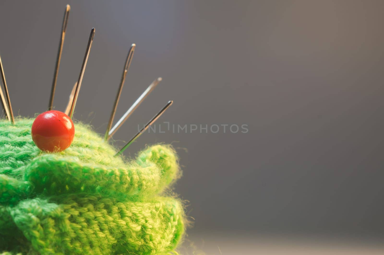 Handmade knitting wool texture background closeup needlework