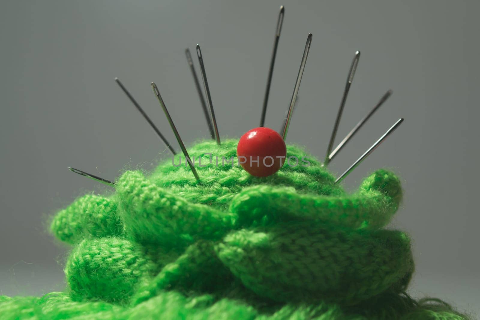 Handmade knitting wool texture background closeup needlework
