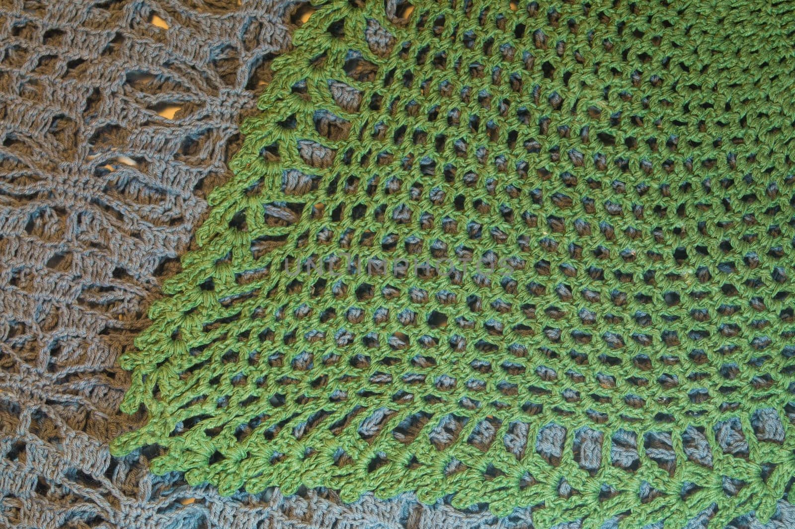 Handmade knitting wool texture background closeup needlework