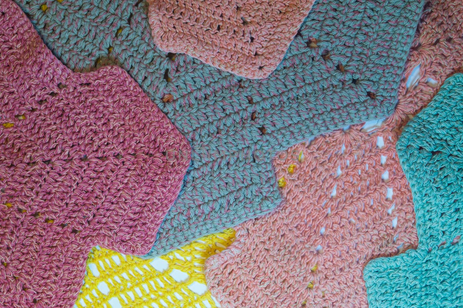 Handmade knitting wool texture background closeup needlework