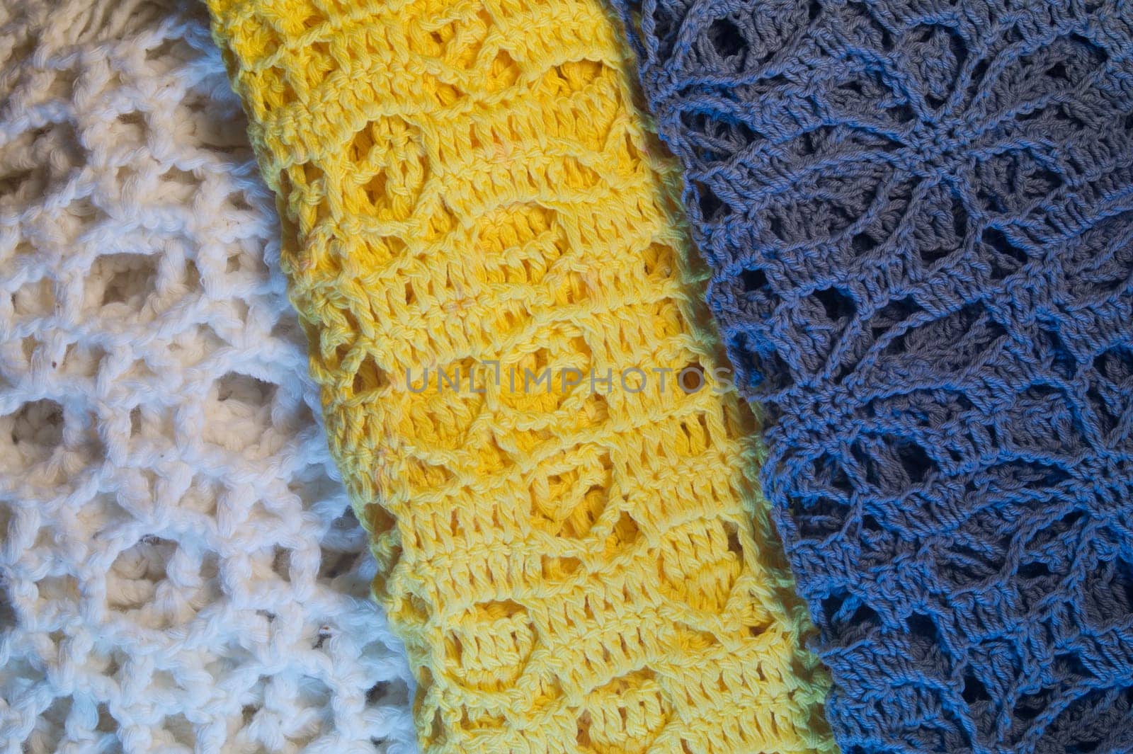 Handmade knitting wool texture background closeup needlework
