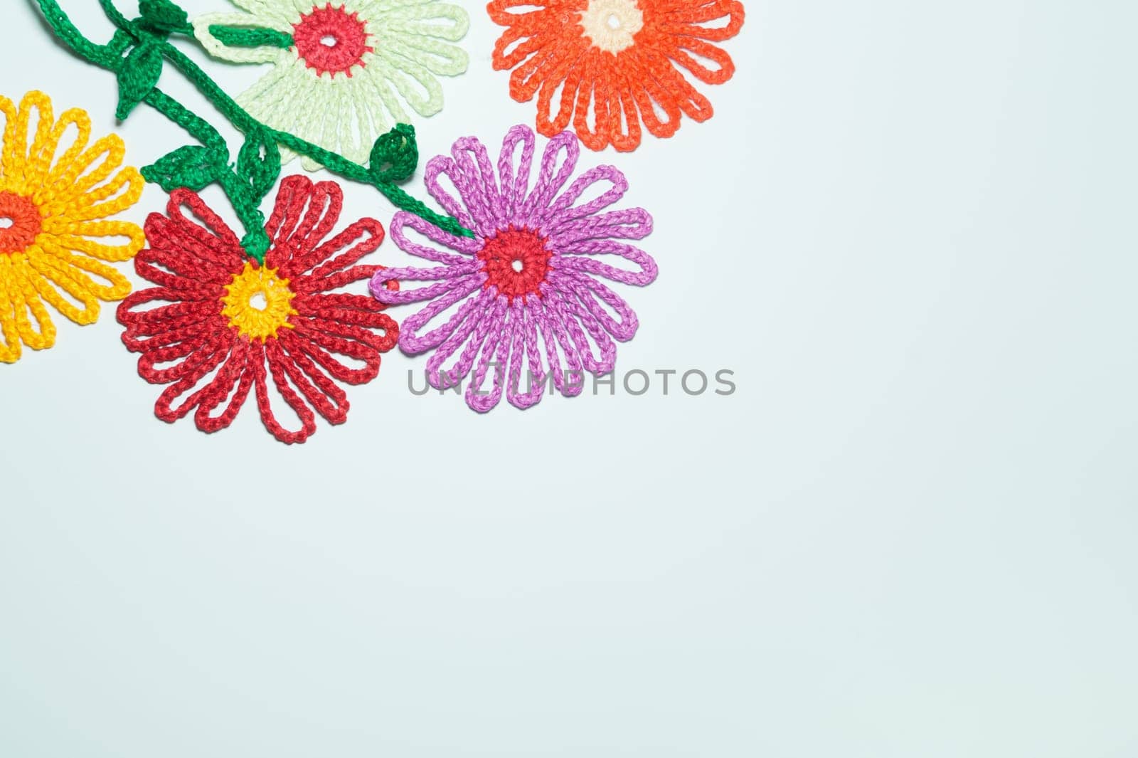 Handmade knitting wool texture background closeup needlework