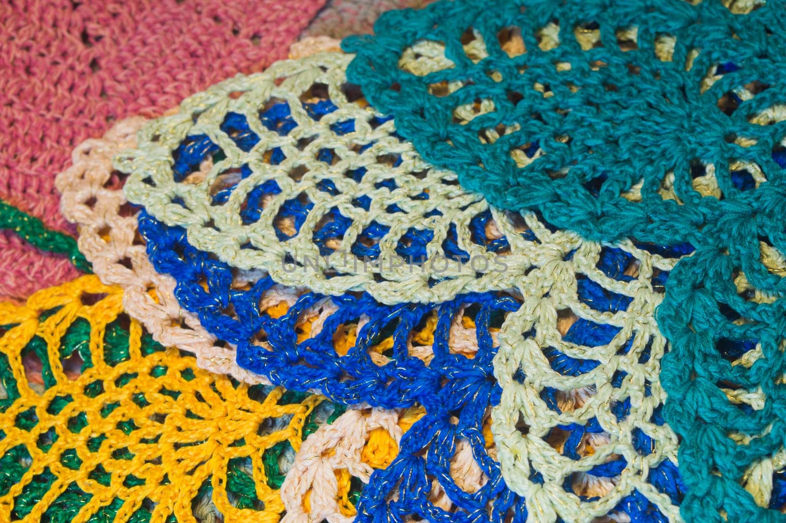 Handmade knitting wool texture background closeup needlework