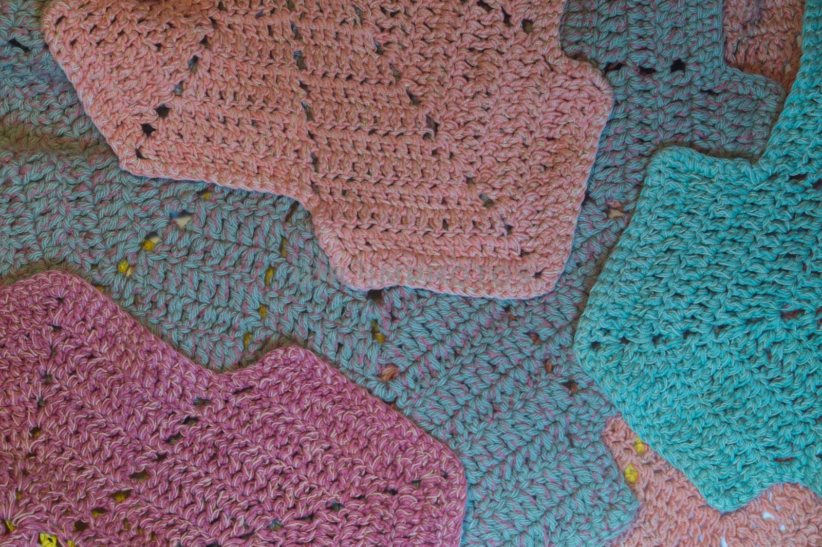Handmade knitting wool texture background closeup needlework