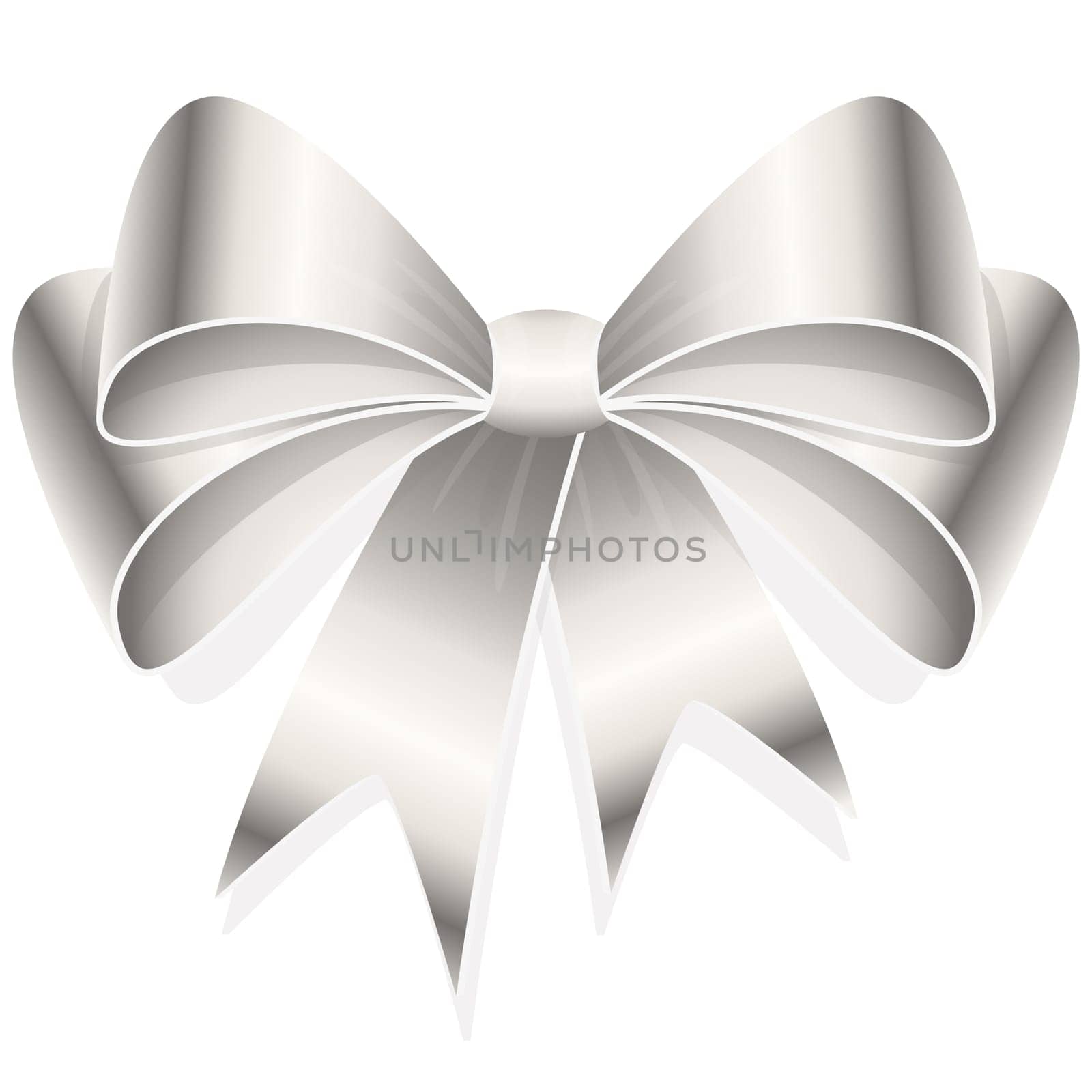 EPS 10 vector illustration of silver colored ribbon bow isolated on white background