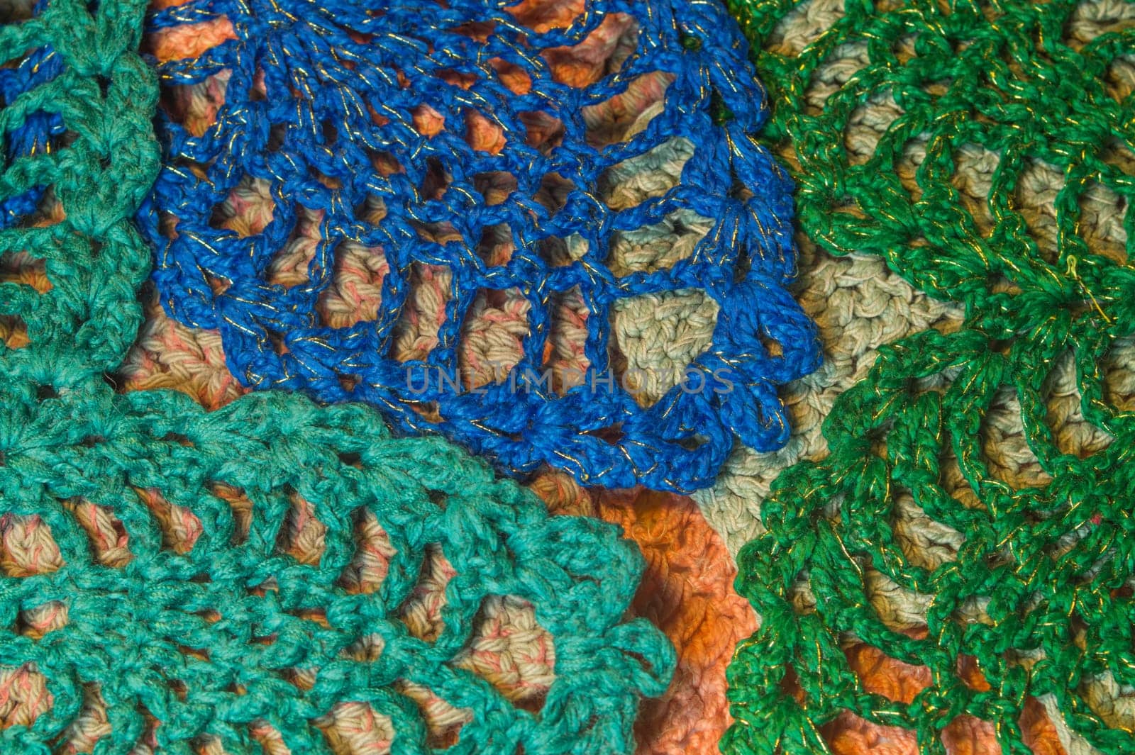 Handmade knitting wool texture background closeup needlework