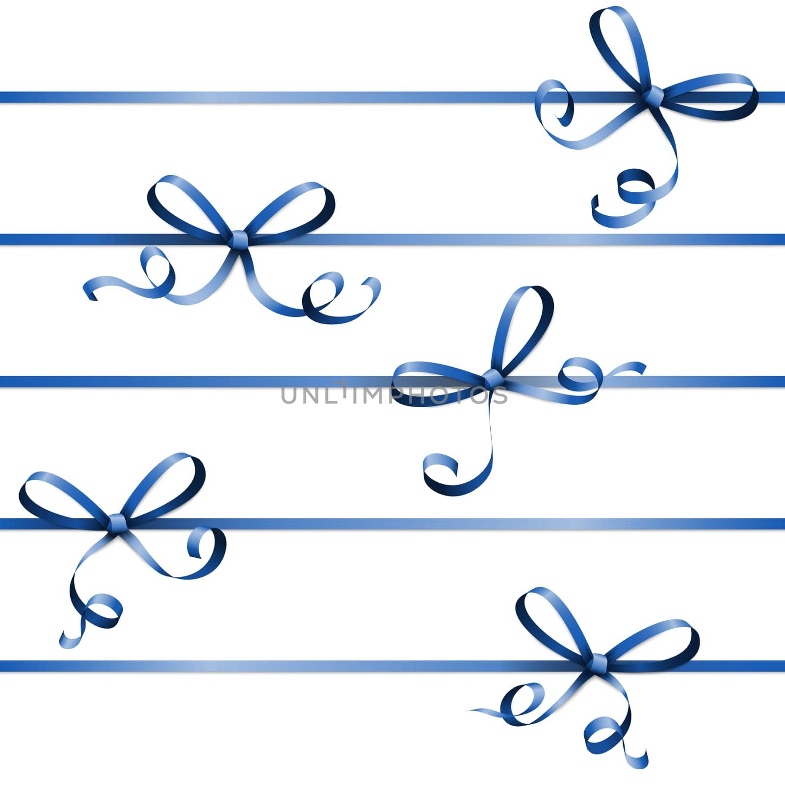 EPS 10 vector illustration of blue colored ribbon bow isolated on white background