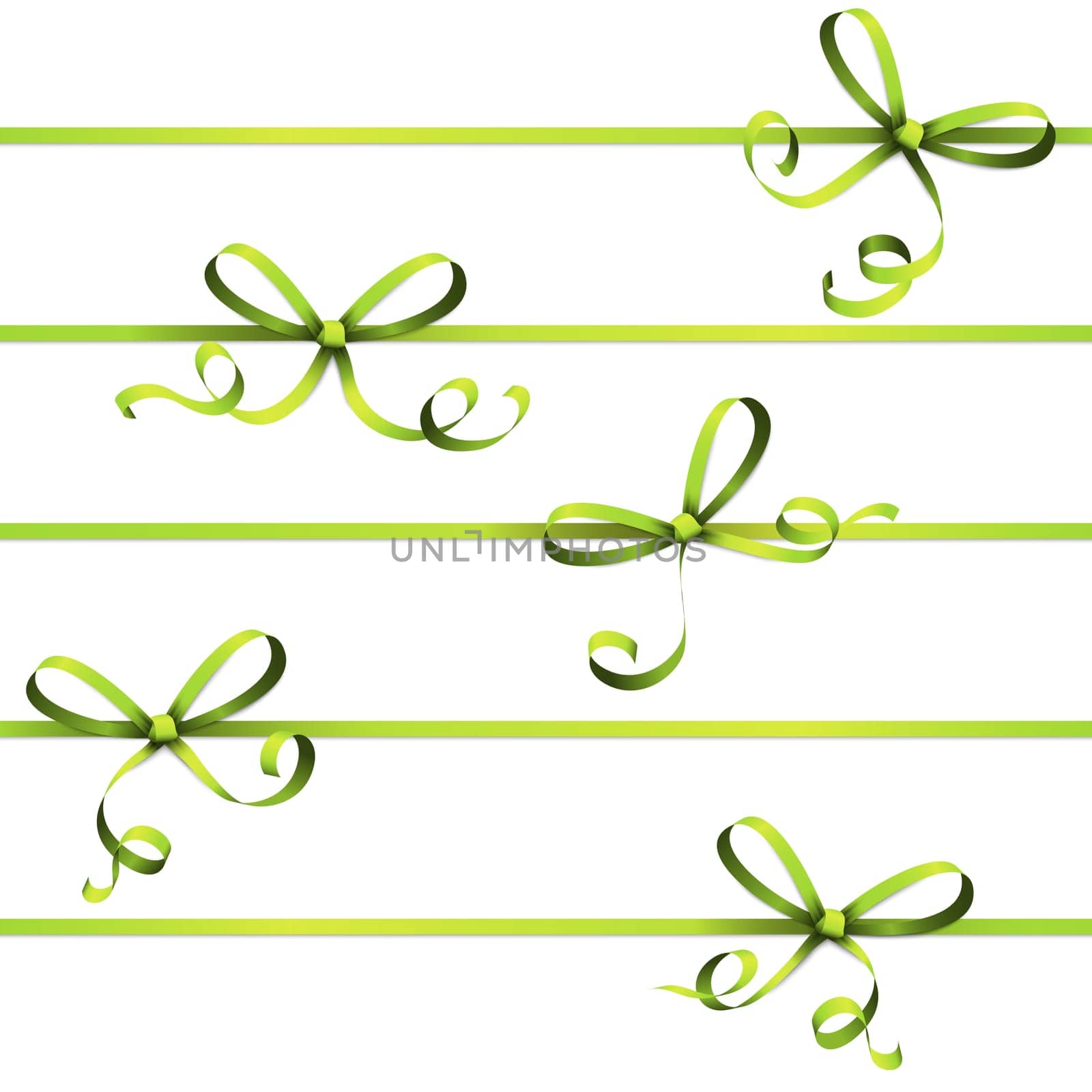 EPS 10 vector illustration of green colored ribbon bow isolated on white background