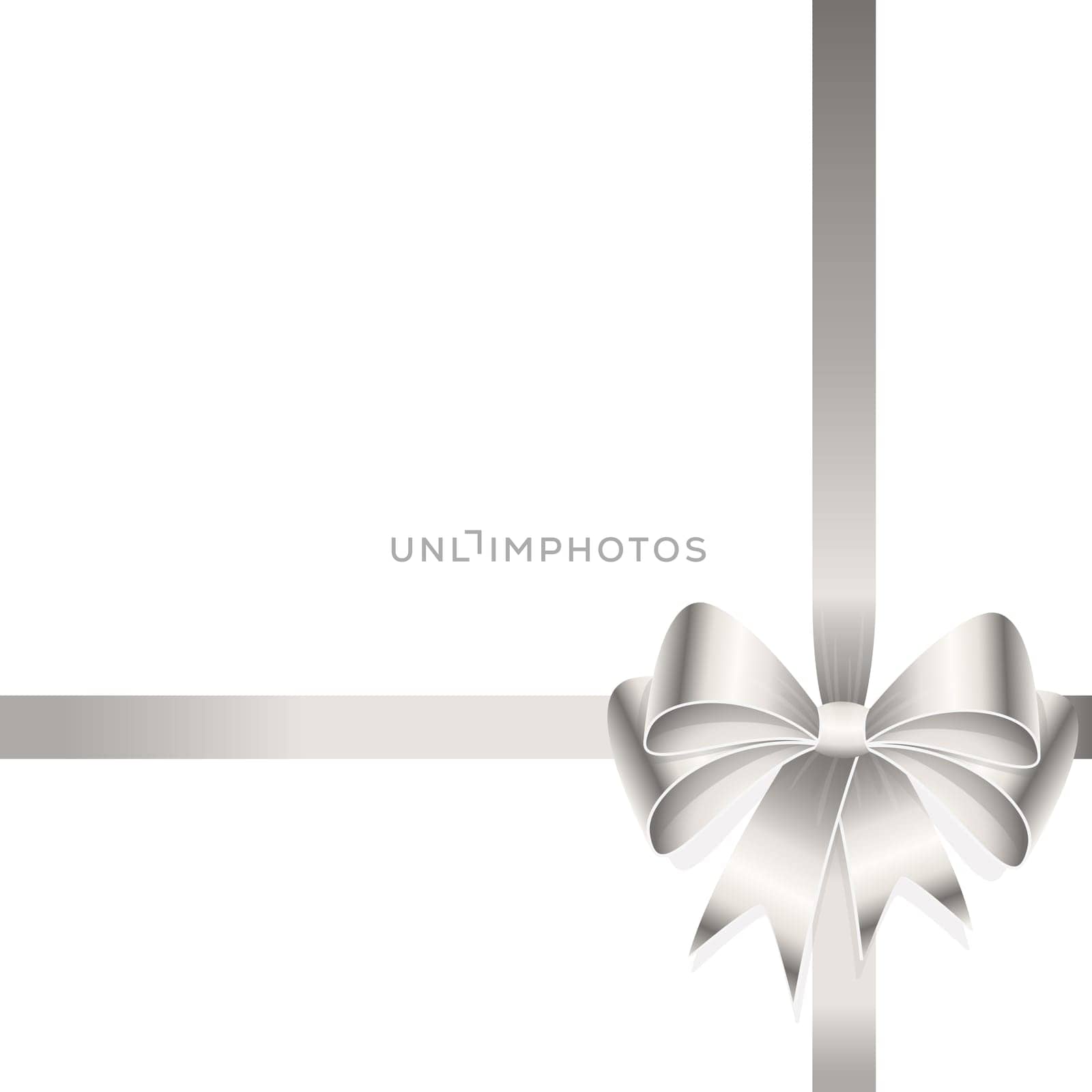 EPS 10 vector illustration of silver colored ribbon bow isolated on white background