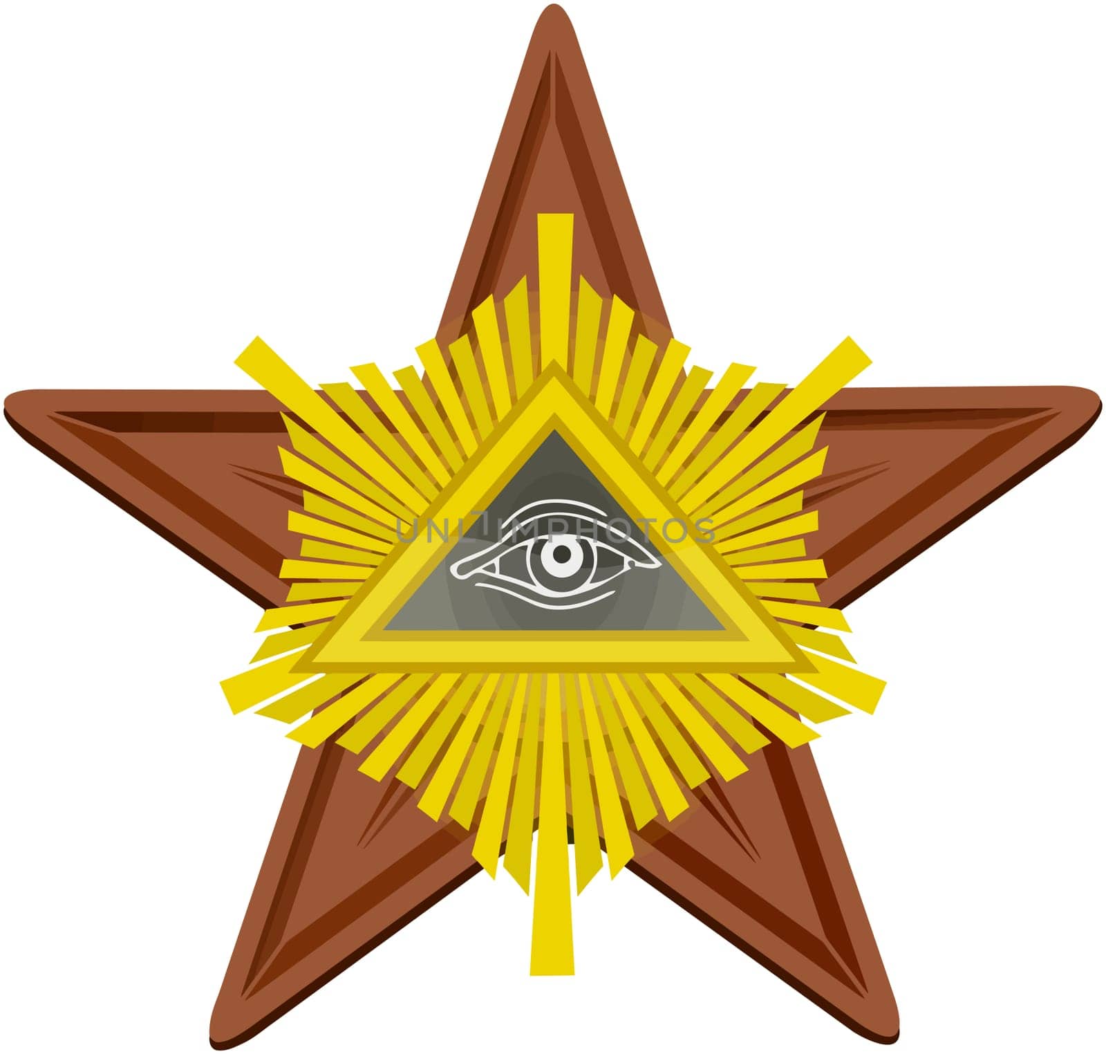pentagram satan occult devil eye of providence illuminati freemasonry paganism illustration
