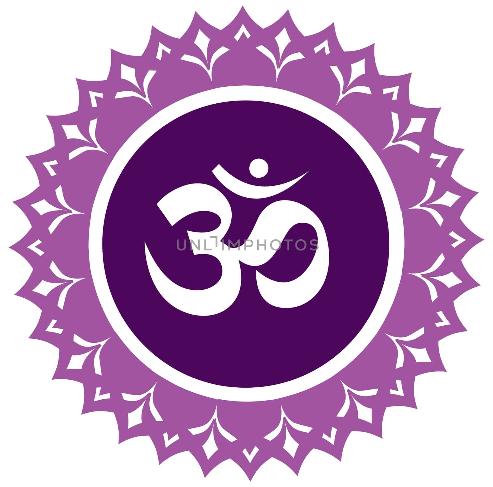 purple violet chakra ajna energy third eye meditation yoga hindu illustration