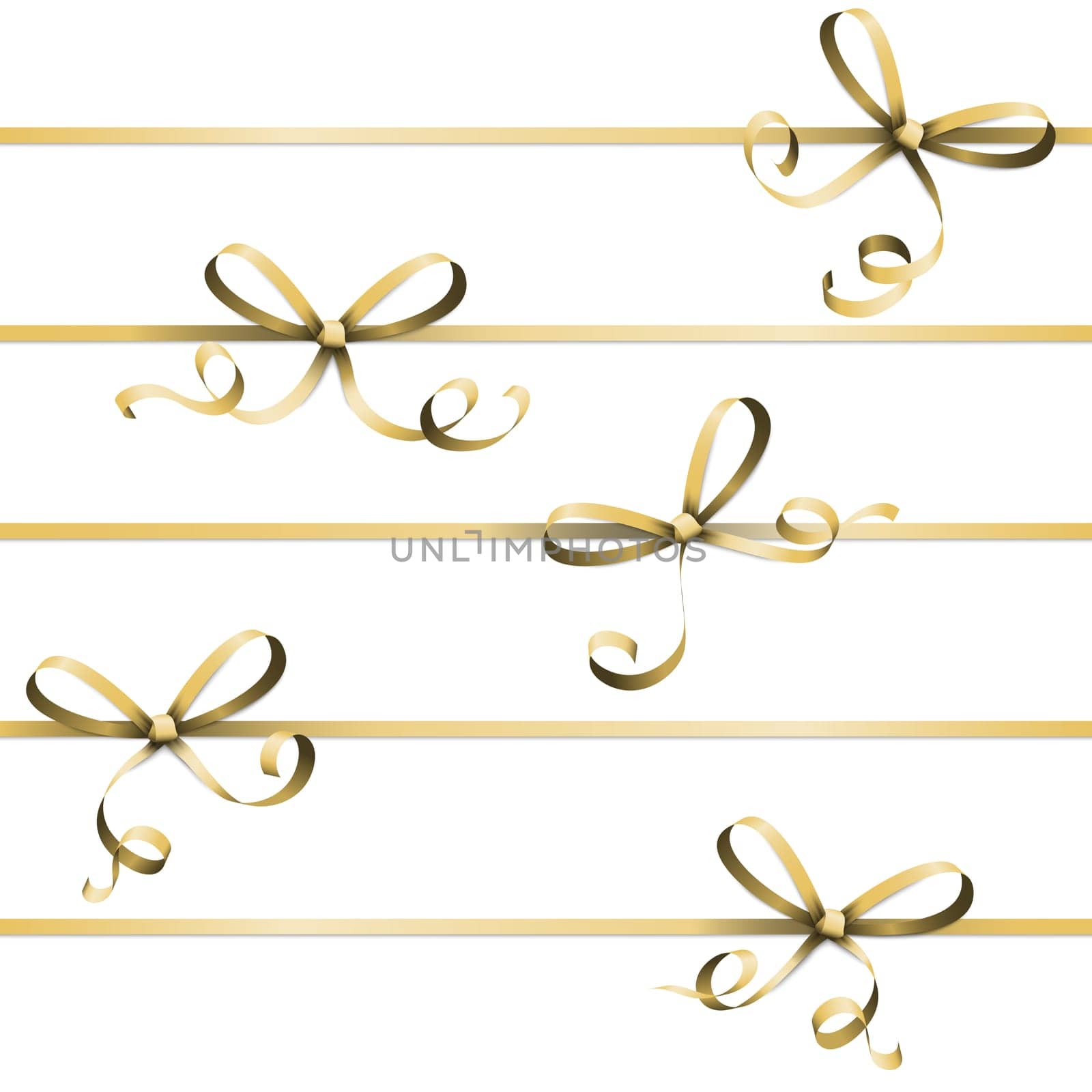 EPS 10 vector illustration of golden colored ribbon bow isolated on white background