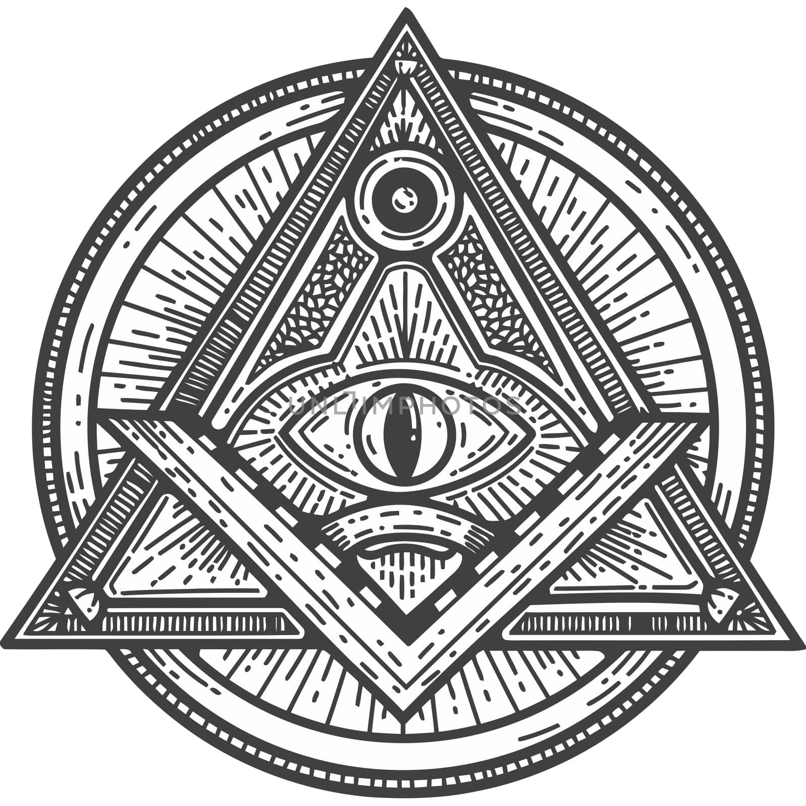 quare and compass masonic occultism black white eye of providence illuminati illustration