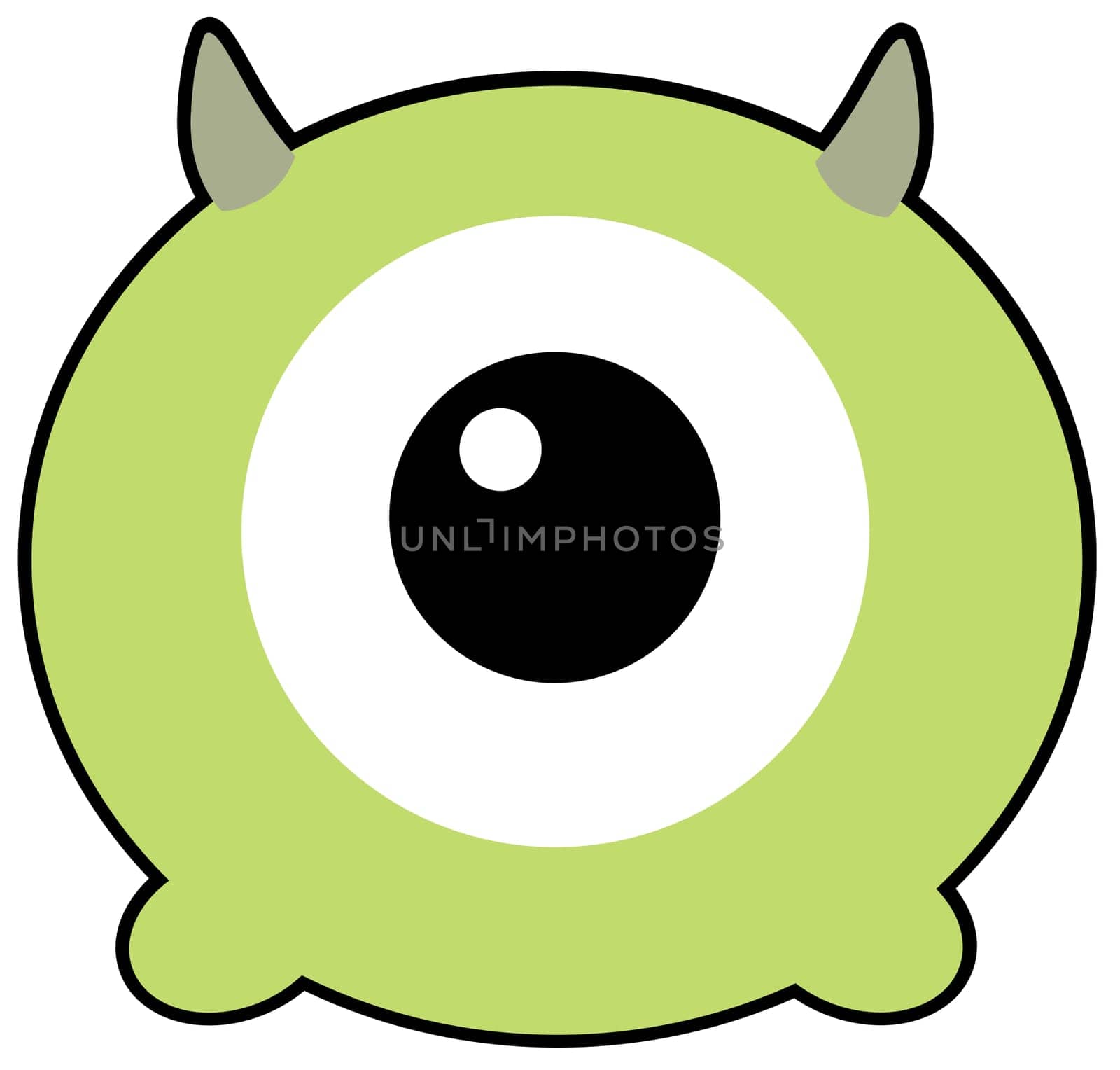 monster one eye alien creature green illustration