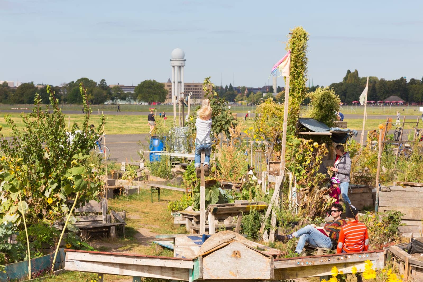BERLIN, GERMANY- Sep 28, 2016: Urban gardening at Tempelhofer field, once airport, now a public park in Berlin, Germany, on 28th of september, 2016.