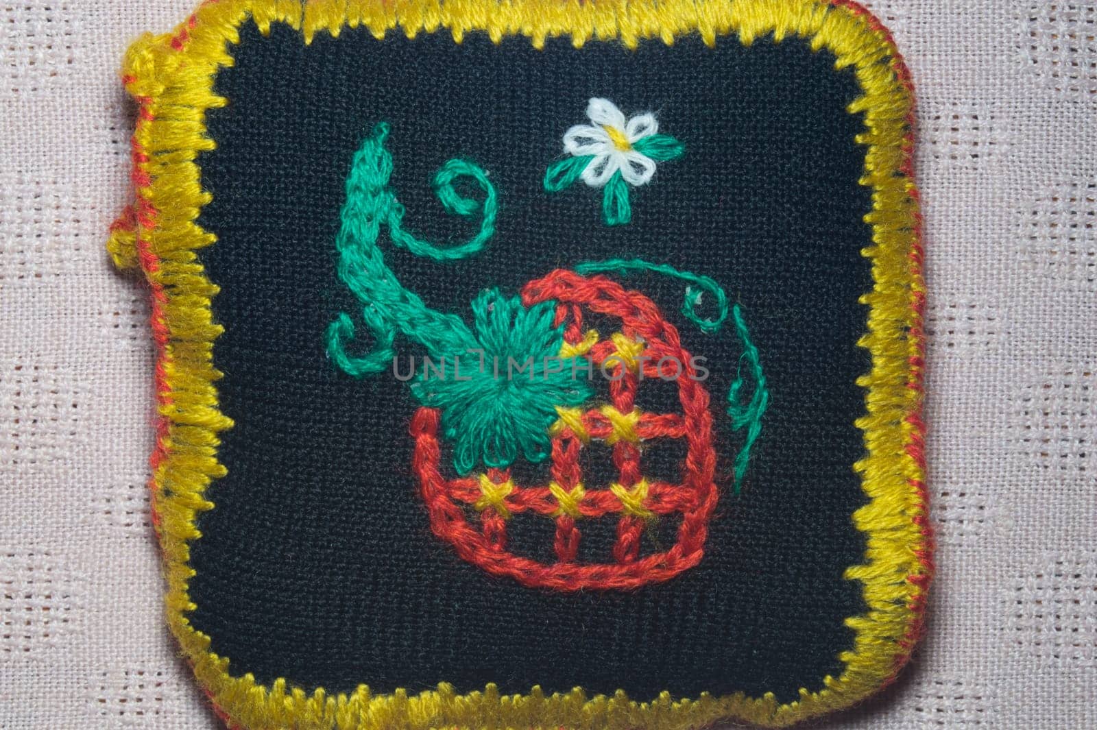 Handmade knitting wool texture background closeup needlework