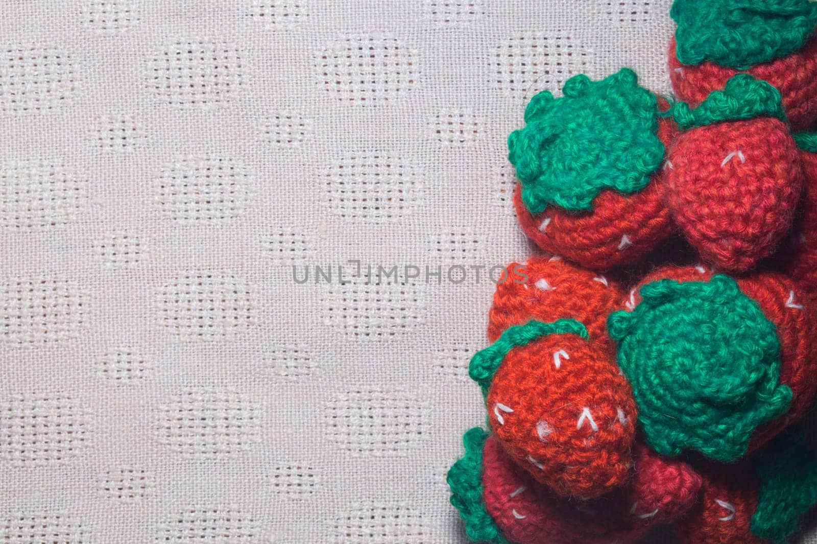 Handmade knitting wool texture background closeup needlework. healthy food concept
