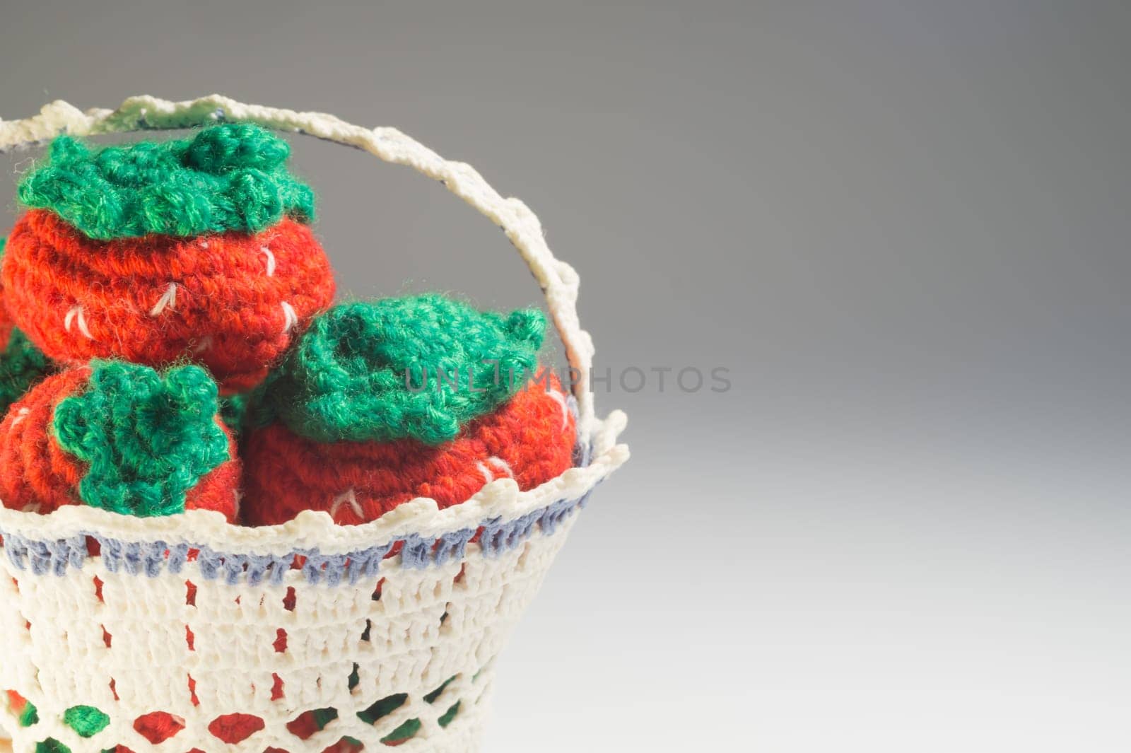 Handmade knitting wool texture background closeup needlework. healthy food concept