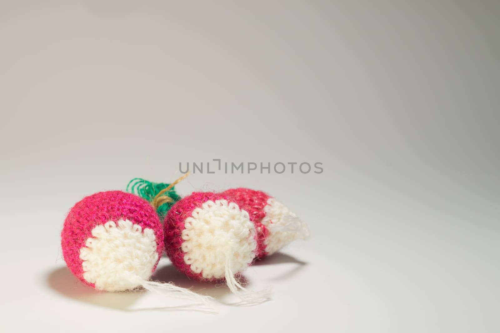 Handmade knitting wool texture background closeup needlework. healthy food concept