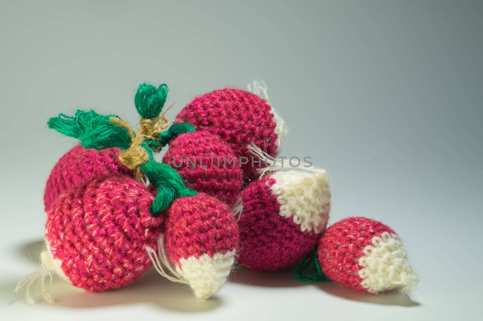 Handmade knitting wool texture background closeup needlework. healthy food concept