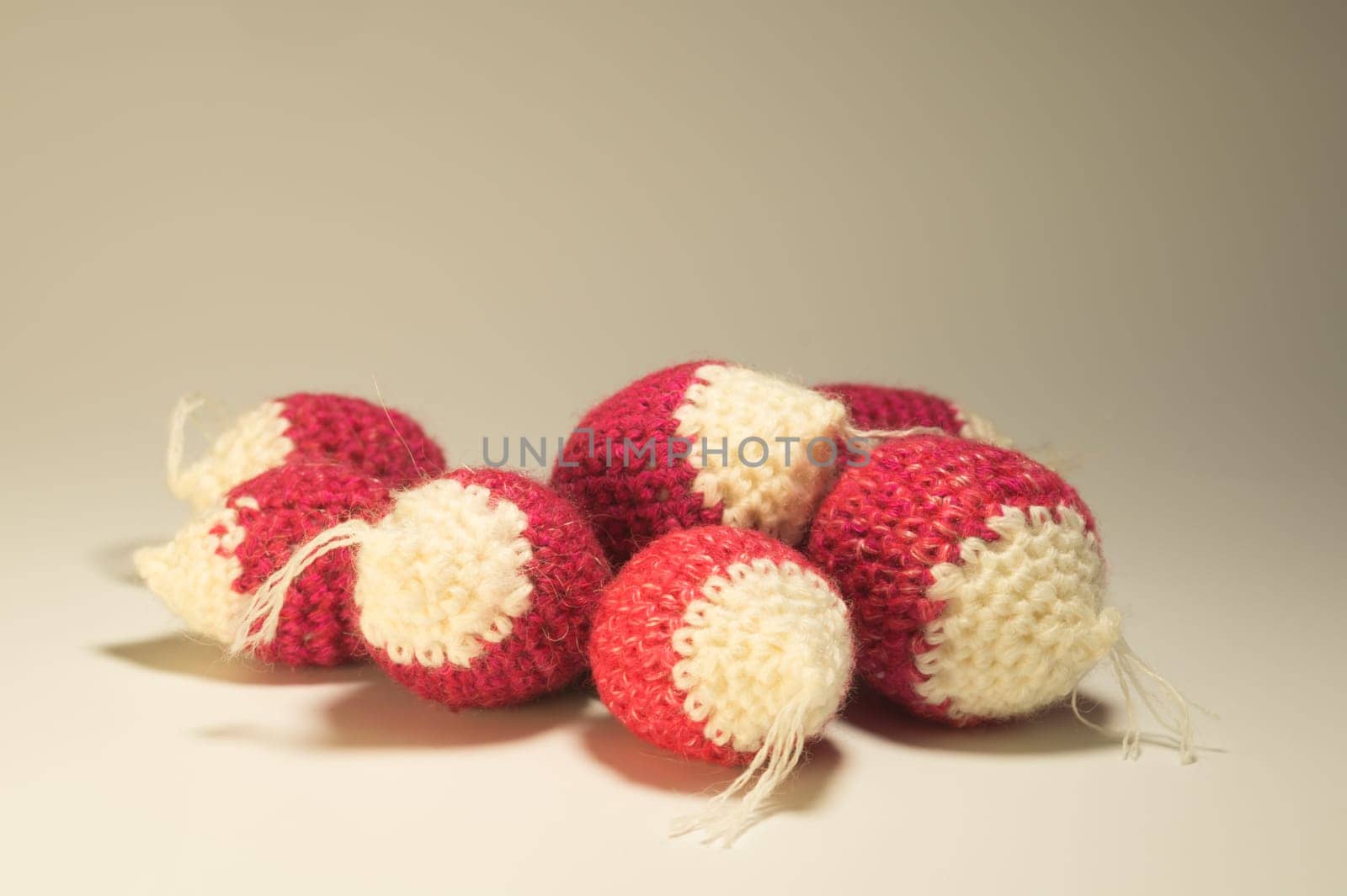 Handmade knitting wool texture background closeup needlework. healthy food concept