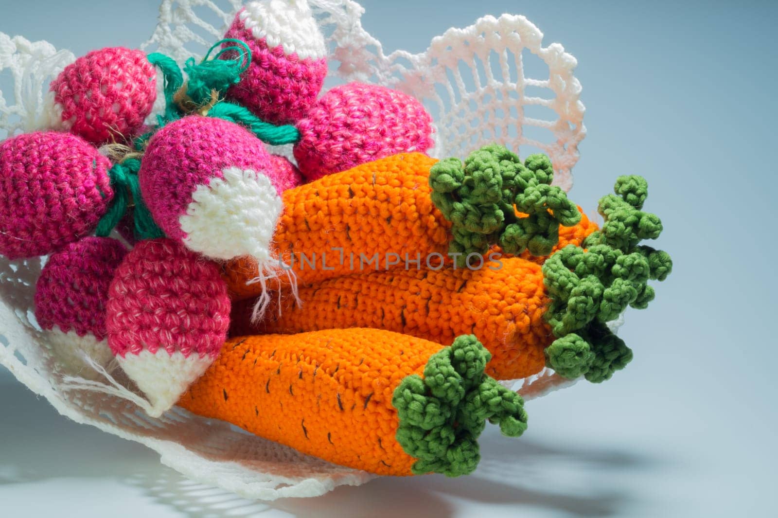 Handmade knitting wool texture background closeup needlework. healthy food concept