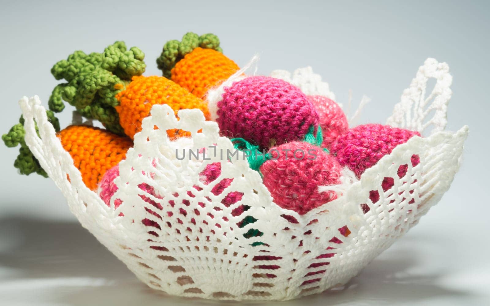 Handmade knitting wool texture background closeup needlework. healthy food concept
