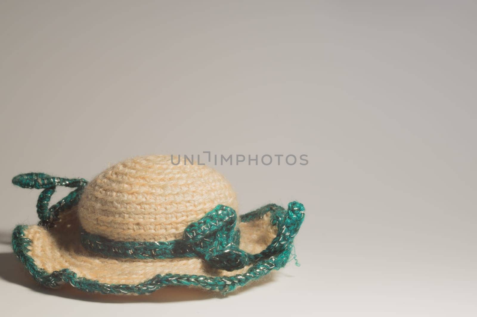 Handmade knitting wool texture background closeup needlework. healthy food concept