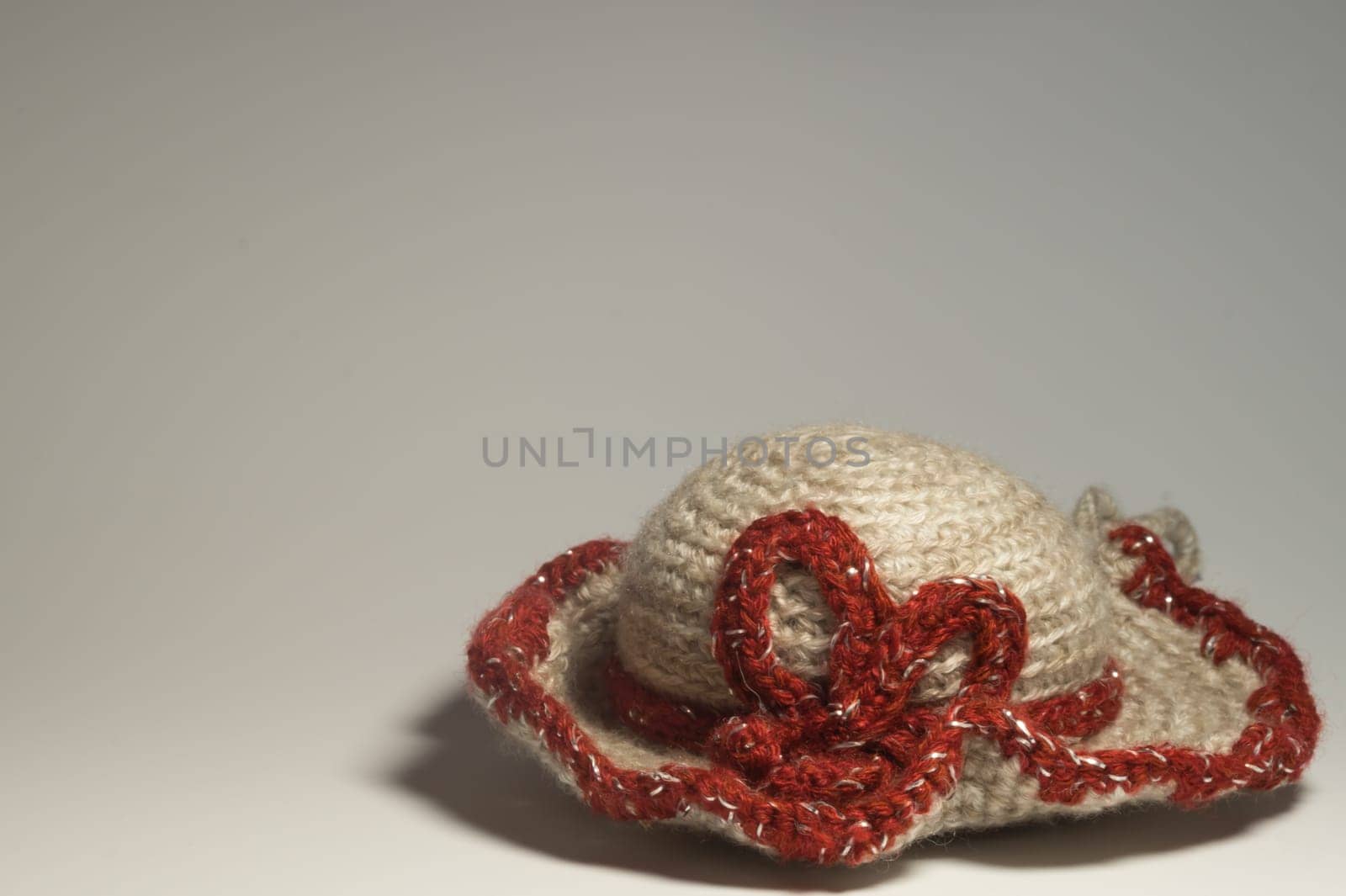 Handmade knitting wool texture background closeup needlework. healthy food concept