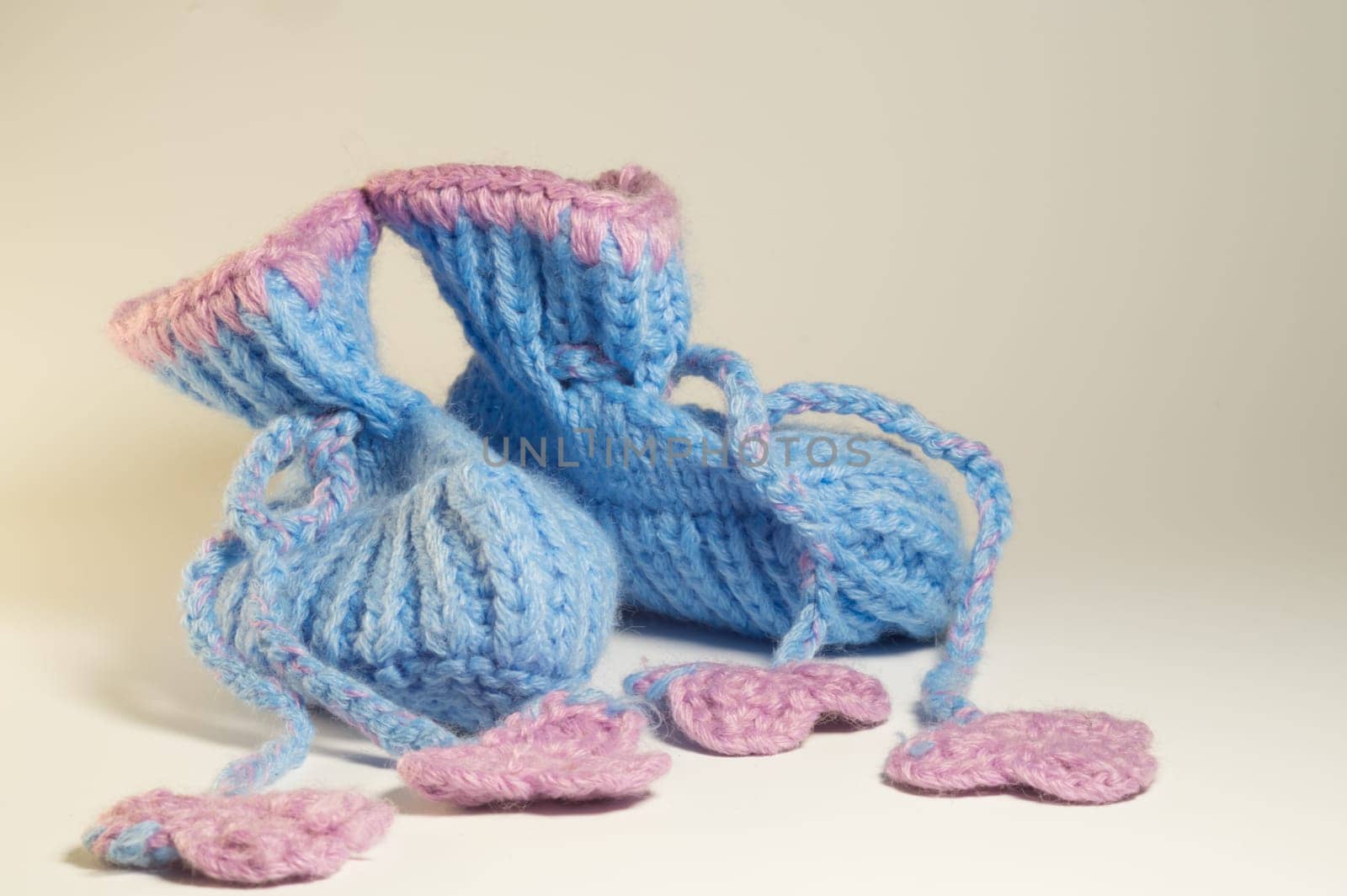 Handmade knitting wool texture background closeup needlework. healthy food concept
