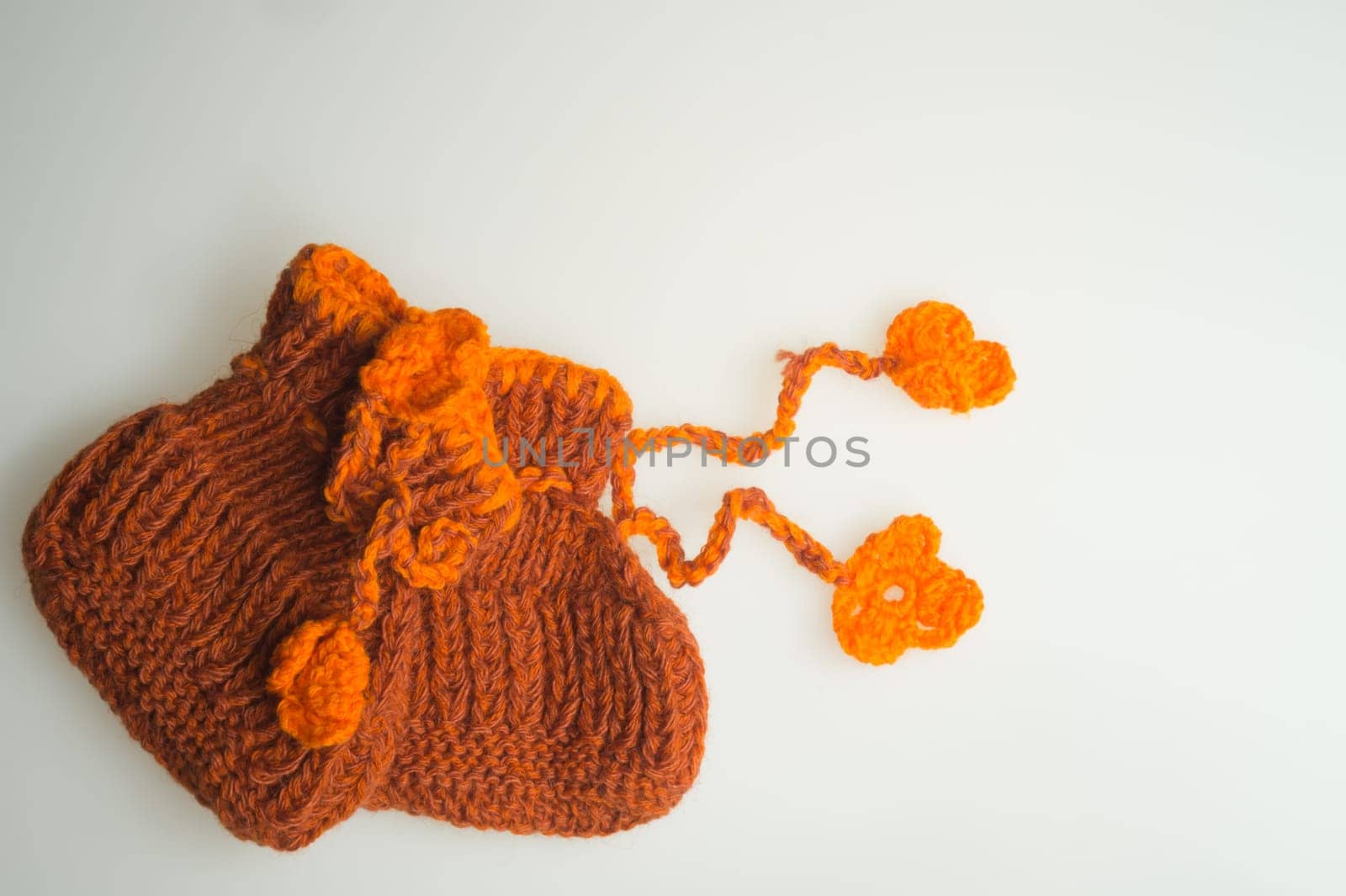 Handmade knitting wool texture background closeup needlework