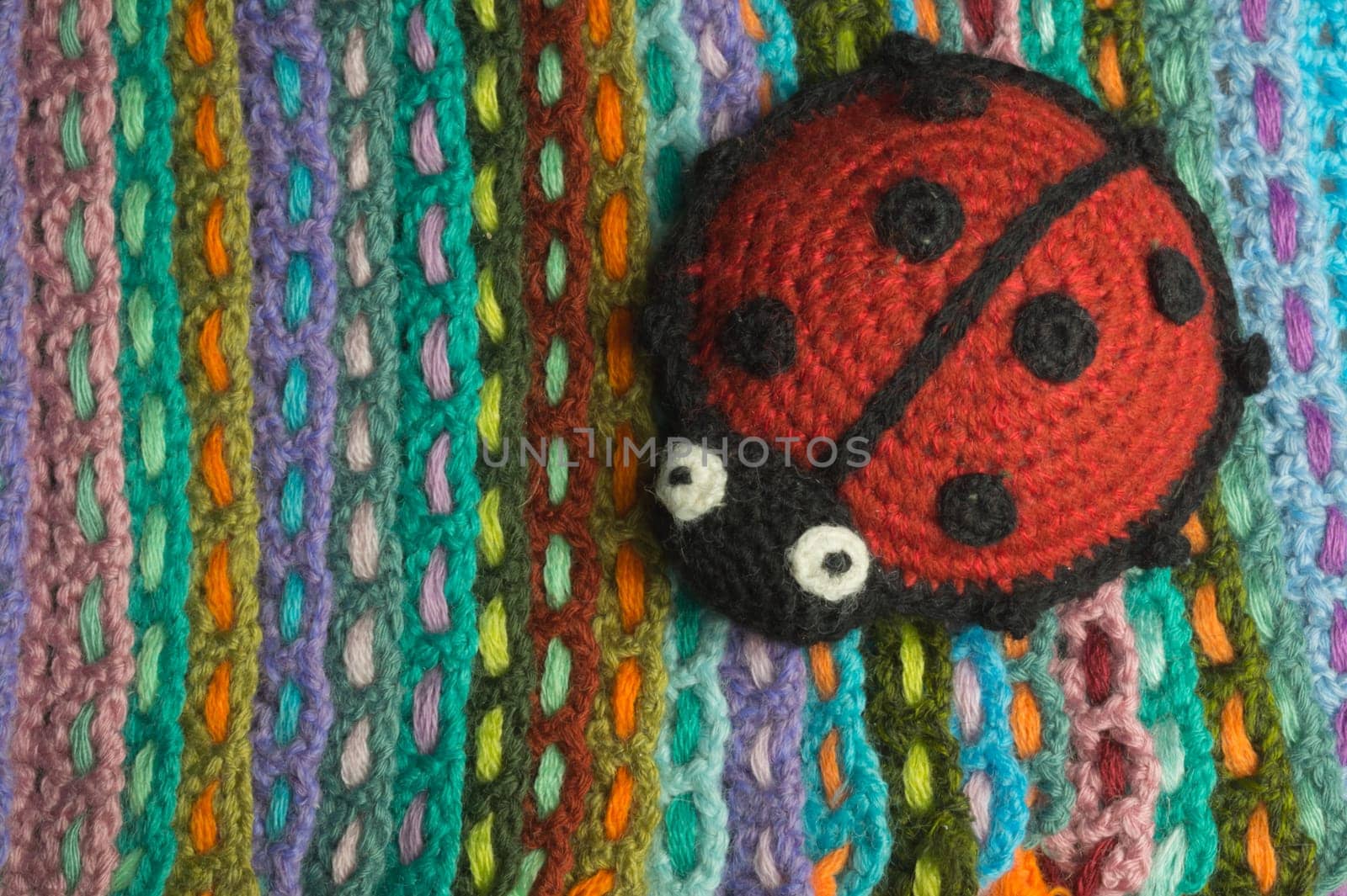 Handmade knitting wool texture background closeup needlework. healthy food concept