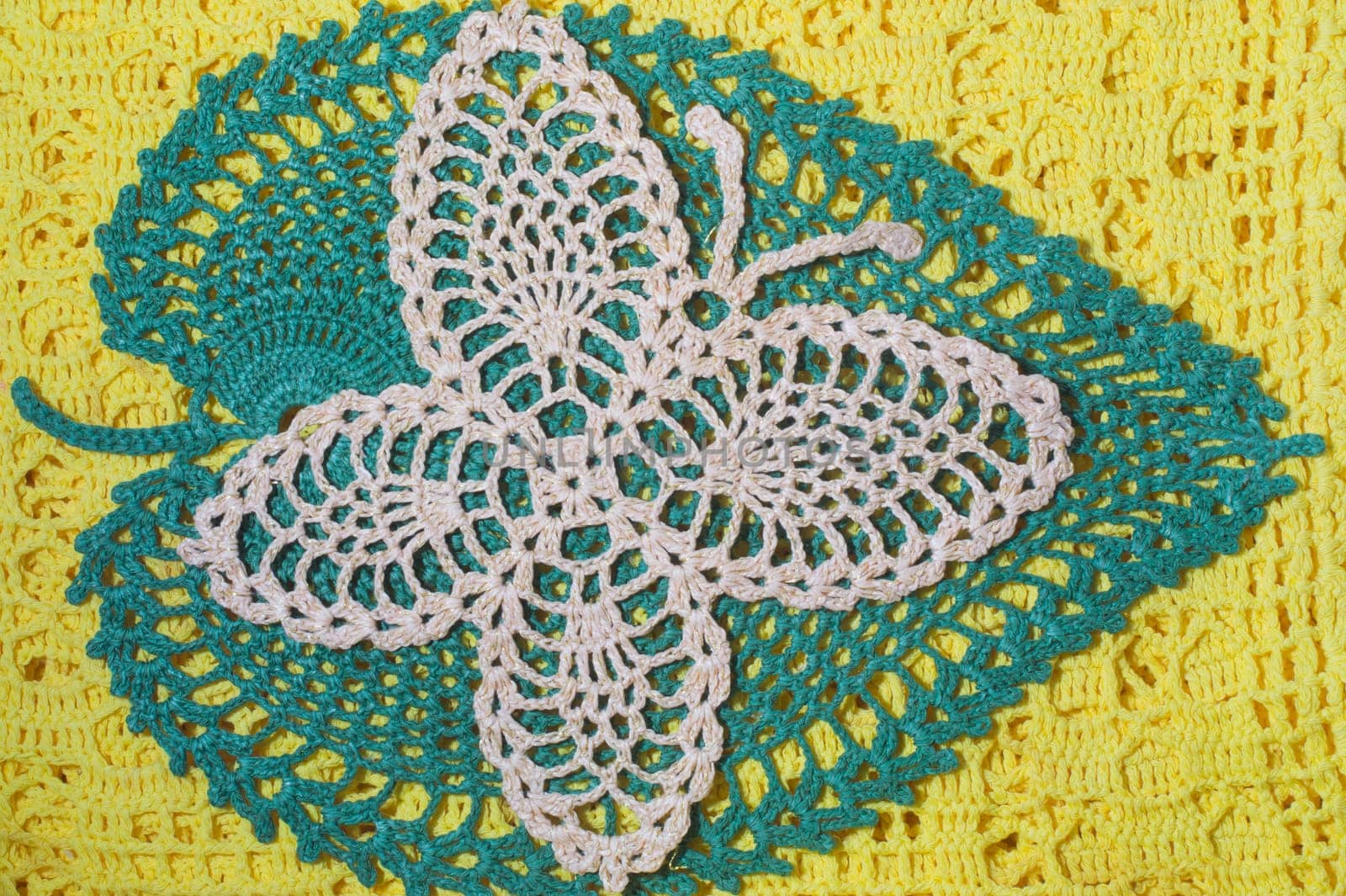 Handmade knitting wool texture background closeup needlework