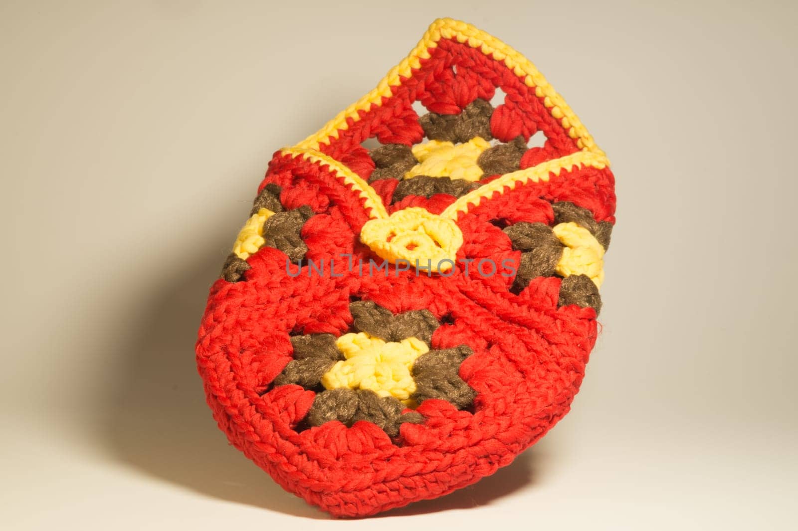 Handmade knitting wool texture background closeup needlework. healthy food concept
