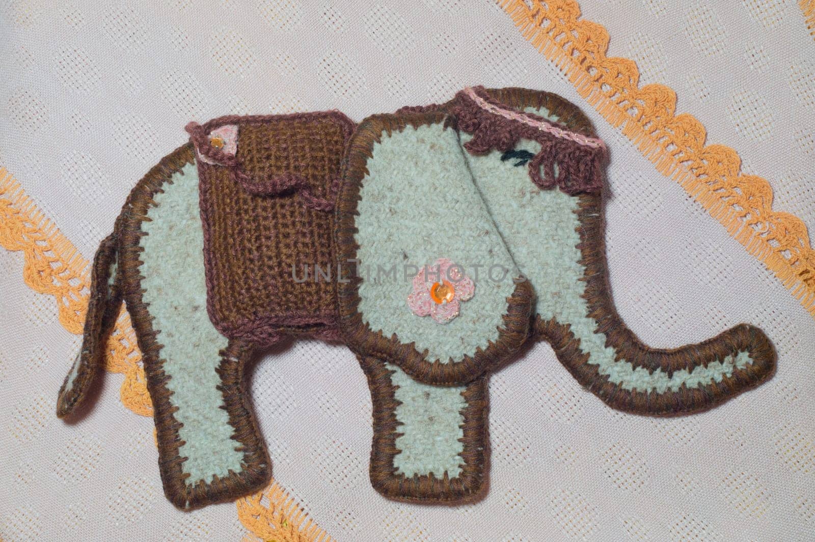 Handmade knitting wool texture background closeup needlework