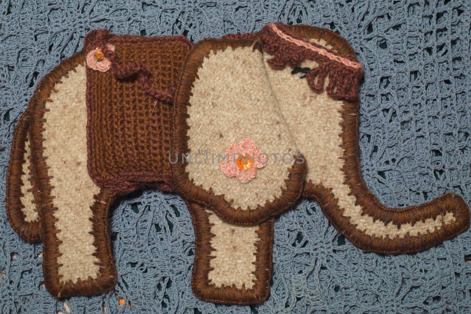 Handmade knitting wool texture background closeup needlework
